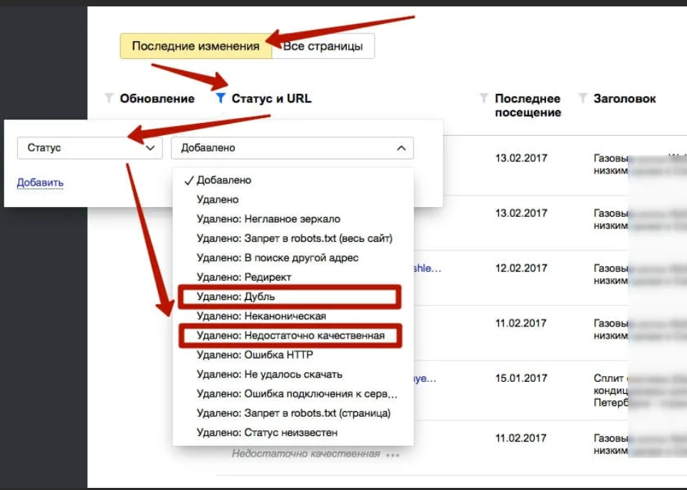 Спам-страницы замедляют продвижение сайта (недостаточно качественная)